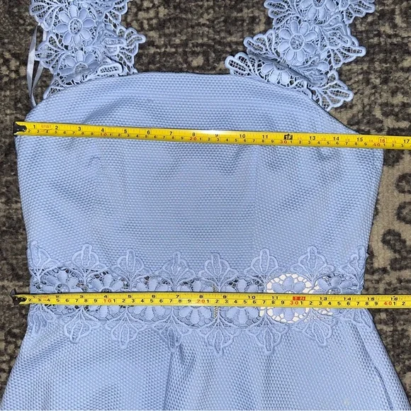 Ted Baker Women’s Size 3 M 8 Cornflower Blue Monaa Lace Trim Fit & Flare Dress